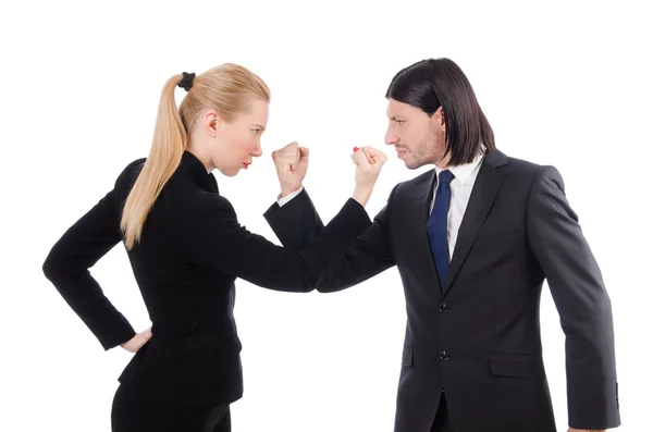 Businessman and businesswoman isolated on white — Stock Photo, Image