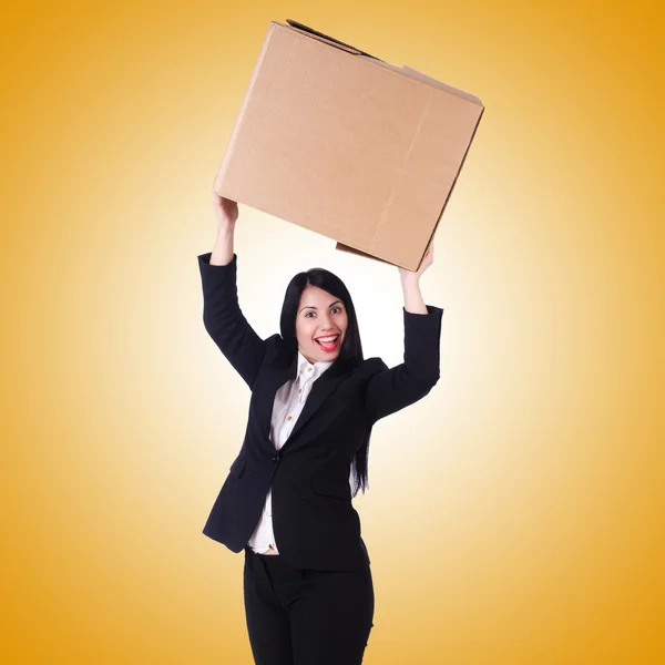 Mujer con muchas cajas — Foto de Stock