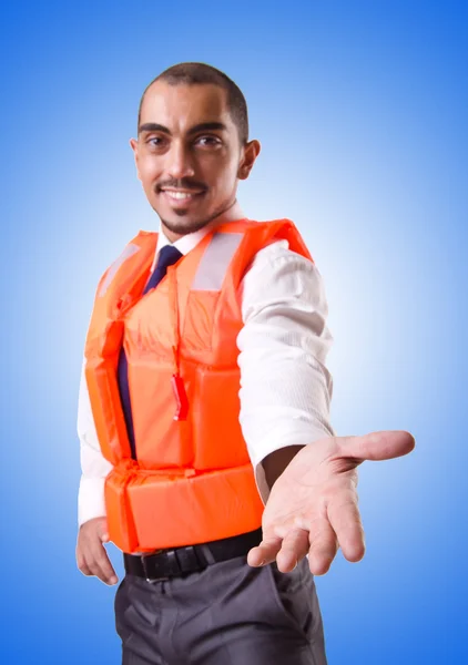 Man in life jacket — Stock Photo, Image