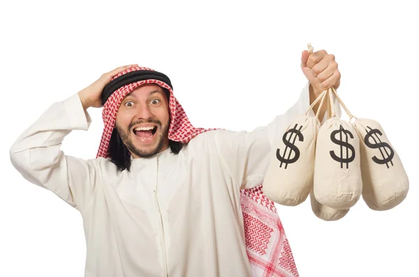 Arab affärsman med säckar pengar — Stockfoto