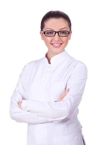 Jolie femme médecin isolé sur blanc — Photo