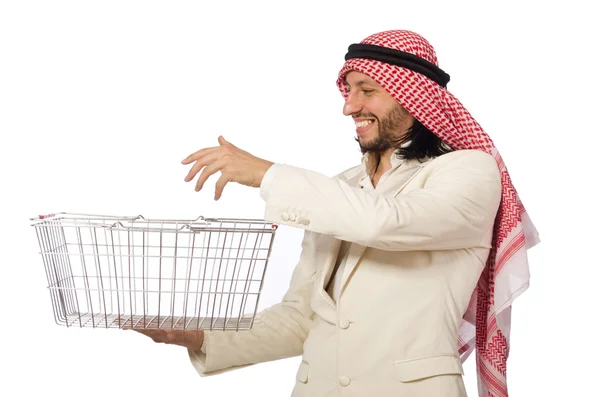 Arab man doing shopping isolated on white — Stock Photo, Image