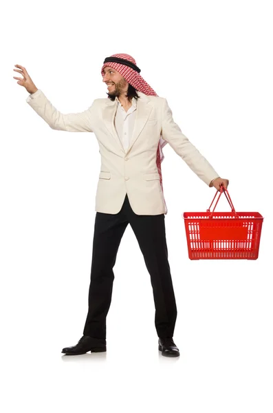 阿拉伯男子在白色上独自购物 — 图库照片