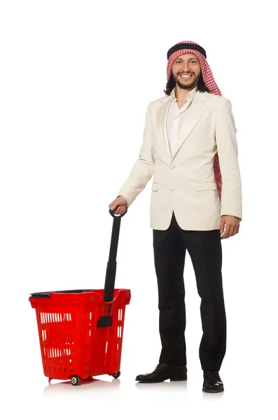 Arab man doing shopping isolated on white — Stock Photo, Image