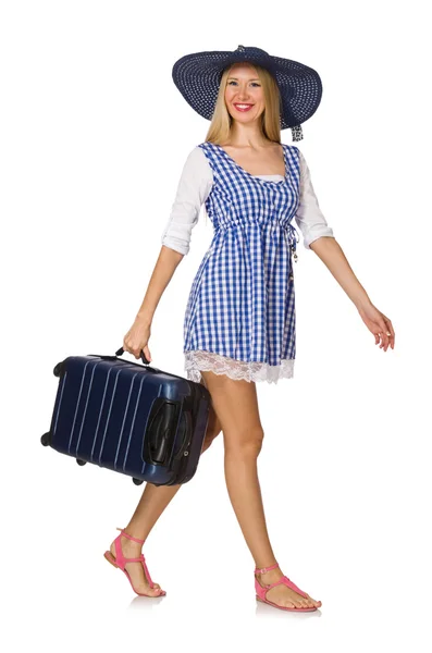 Frau bereit für Sommerreise isoliert auf Weiß — Stockfoto