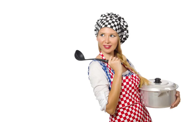 Woman cook isolated on the white background — Stock Photo, Image