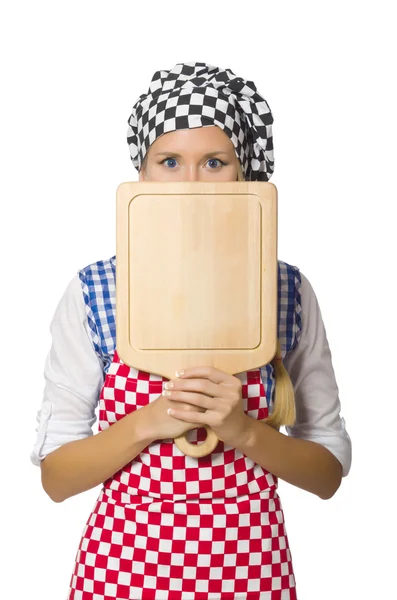 Mujer cocinero aislado en el fondo blanco —  Fotos de Stock