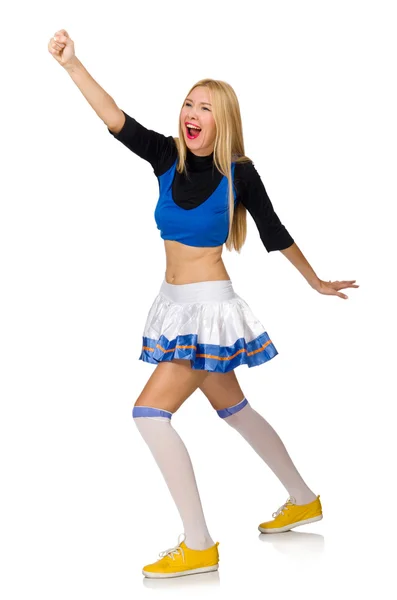 Woman cheerleader isolated on the white — Stock Photo, Image