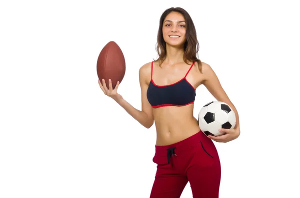 Woman in sport concept isolated on white — Stock Photo, Image