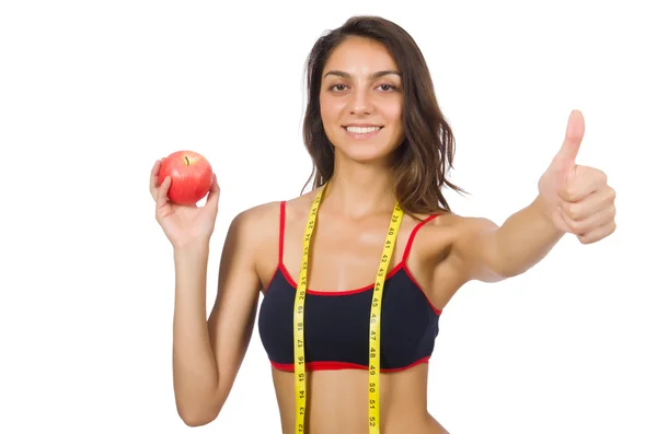 Concepto de mujer en el deporte aislado en blanco — Foto de Stock