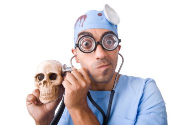 Beyaz tenli komik doktor.