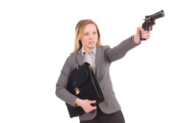 Güzel çalışan beyaz izole tabanca ile