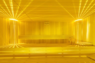 Sıcak ahşap sauna odası iç