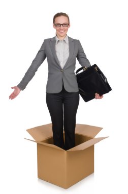 İş kadını konsepti beyazda izole edildi