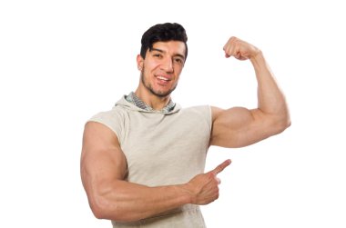 kaslı adam üzerinde beyaz izole