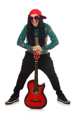 Gitar müzik konsepti üzerine beyaz adamla