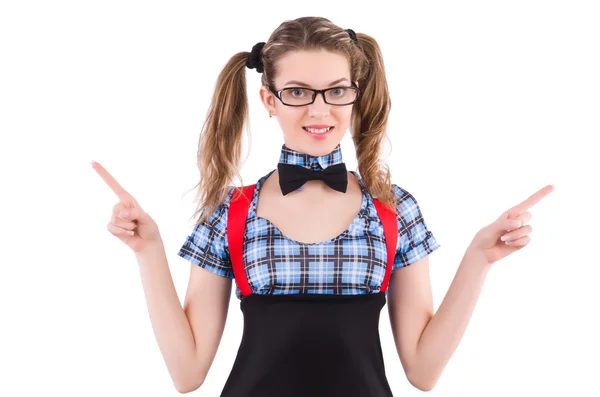 Schoolgirl isolated on the white — Stock Photo, Image