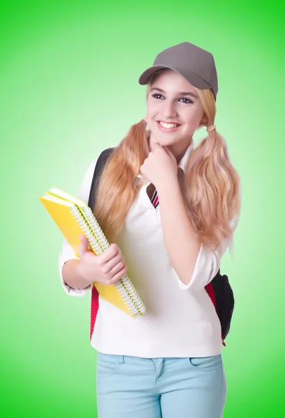 Menina estudante com livros — Fotografia de Stock