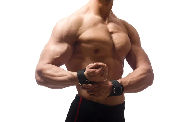 Hombre muscular aislado sobre el fondo blanco —  Fotos de Stock