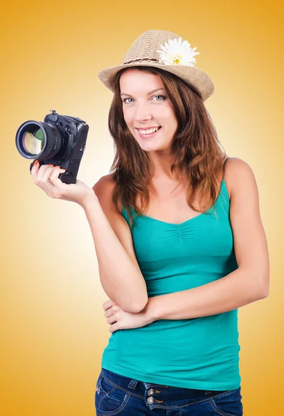 Attractive female photographer — Stock Photo, Image