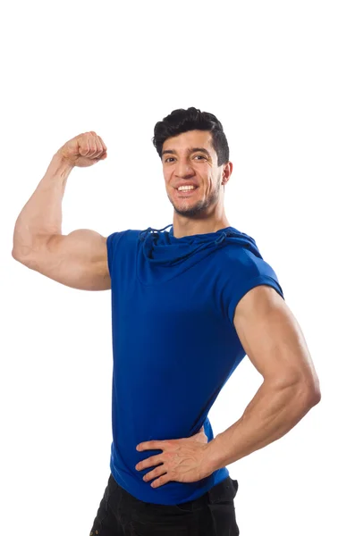 근육 질 남자는 흰색 절연 — 스톡 사진