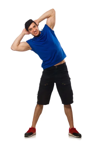 Muskulöser Mann isoliert auf dem weißen — Stockfoto