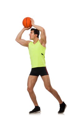 Genç basketbolcu beyazla izole edilmiş