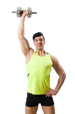 kas yırtık vücut geliştirmeci dumbbells ile