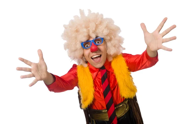 Lustiger Clown im Spaßkonzept isoliert auf Weiß — Stockfoto