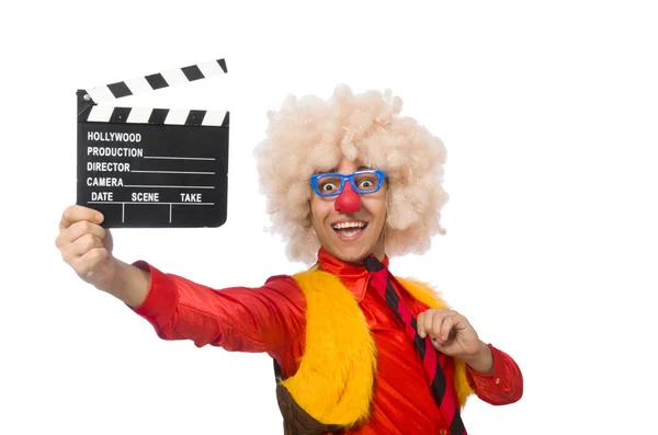 Lustiger Clown im Spaßkonzept isoliert auf Weiß — Stockfoto