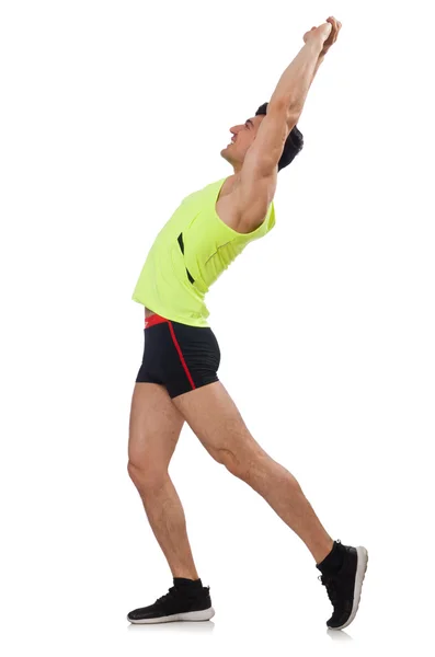 Young man exercising on white — Stock Photo, Image