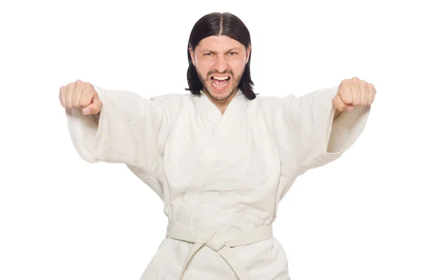 Luchador de karate aislado en blanco — Foto de Stock