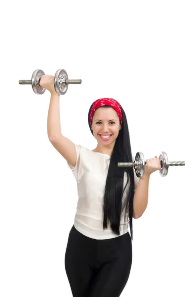 Mujer joven haciendo ejercicio con pesas —  Fotos de Stock