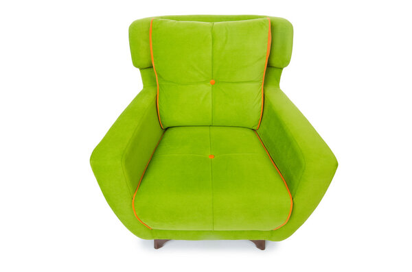 Green armchair isolated on the white