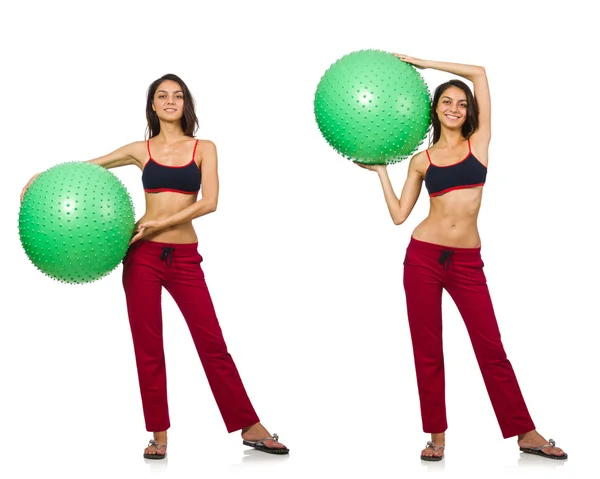 Set of photos with model and swiss ball — Stock Photo, Image