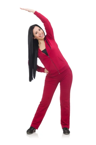 Woman doing exercises on white — Stock Photo, Image