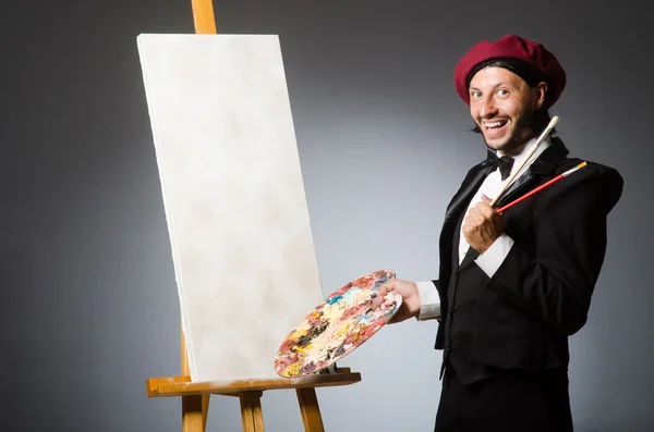 Funny artist working in the studio — Stock Photo, Image