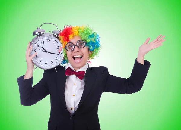 Legrační klaun s hodinami — Stock fotografie