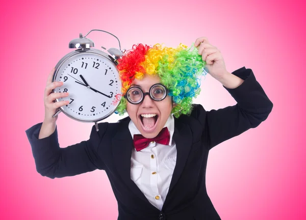 Payaso divertido con reloj — Foto de Stock