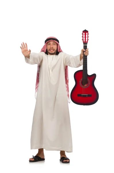 Arabische man speelt geïsoleerd op wit — Stockfoto