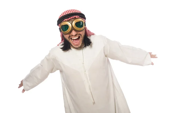 Arabische man vlieger bril geïsoleerd op wit — Stockfoto