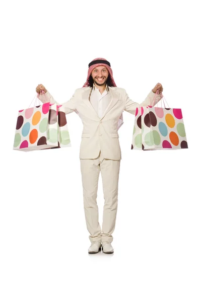 A bevásárló szatyrok-fehér arab férfi — Stock Fotó