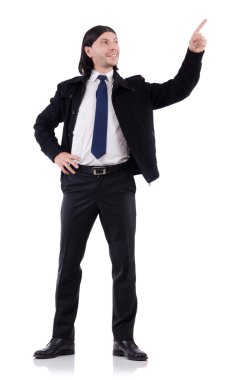 Genç işadamı beyazda izole edilmiş