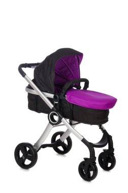 Beyaz arkaplanda çocuk arabası izole edildi