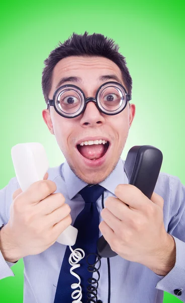 Crazy man with phone — Stock Photo, Image