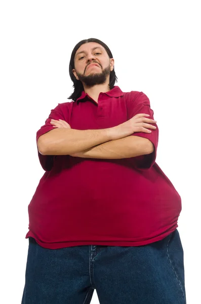 Hombre con sobrepeso aislado en el blanco — Foto de Stock