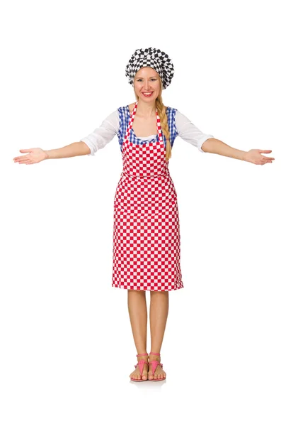 Woman cook isolated on the white background — Stock Photo, Image