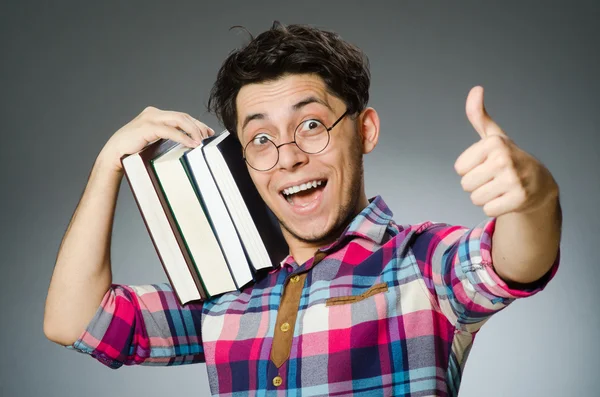 Sok könyvet vicces diák — Stock Fotó