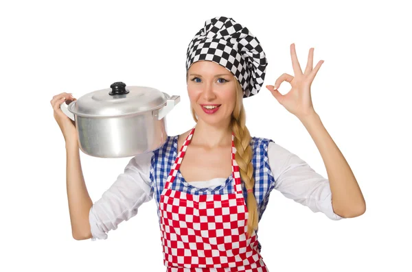 Žena kuchařka izolované na bílém pozadí — Stock fotografie
