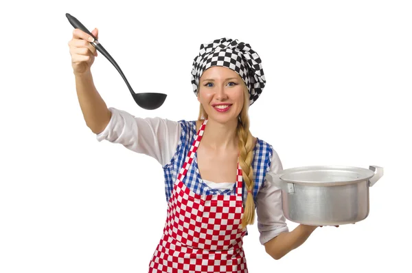 Woman cook isolated on the white background — Stock Photo, Image